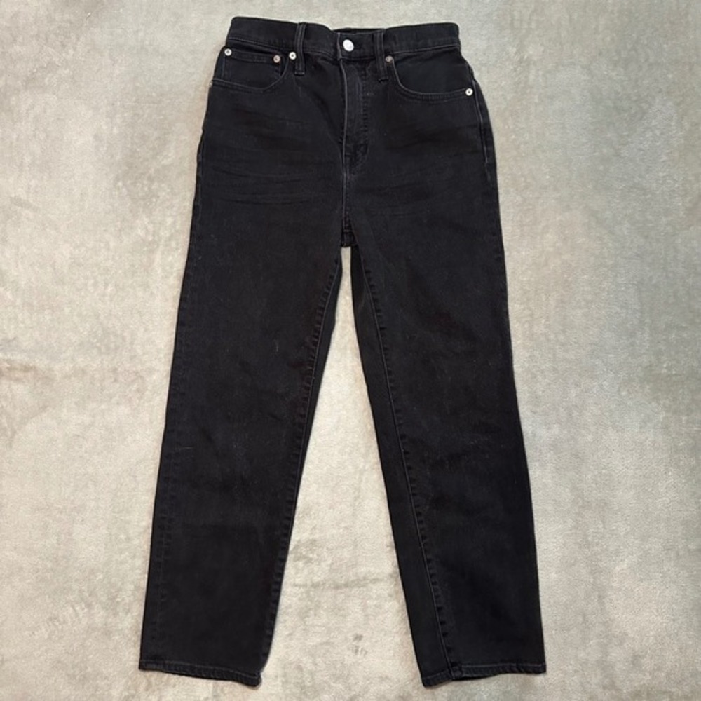 Madewell Classic Straight Leg Jeans Women Size 25 *26x25.5 Black Denim High Rise